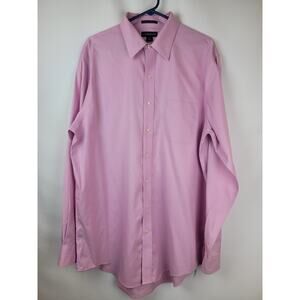 Lands End Men's Pinpoint Oxford Button Up Shirt Pink Purple Sz 17/37 Tall